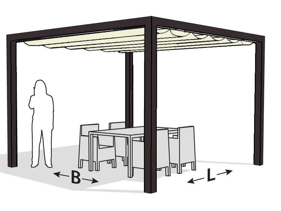 Platinum Optiva Aluminium Pergola Antraciet met Coolfit Schaduwdoek Gebroken Wit 319 x 319 cm - Afbeelding 1
