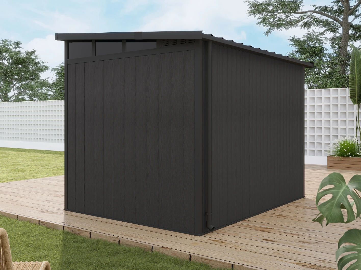 Blokhut Composiet Modern Donkergrijs 280 x 215 cm - Afbeelding 3