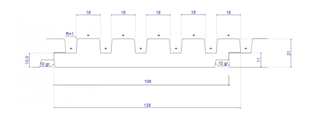 Thermowood Ayous Rhombusprofielplank Five Rib 2.1 x 13.8 cm (21 x 138 mm) - Lengte 215 cm - Afbeelding 5