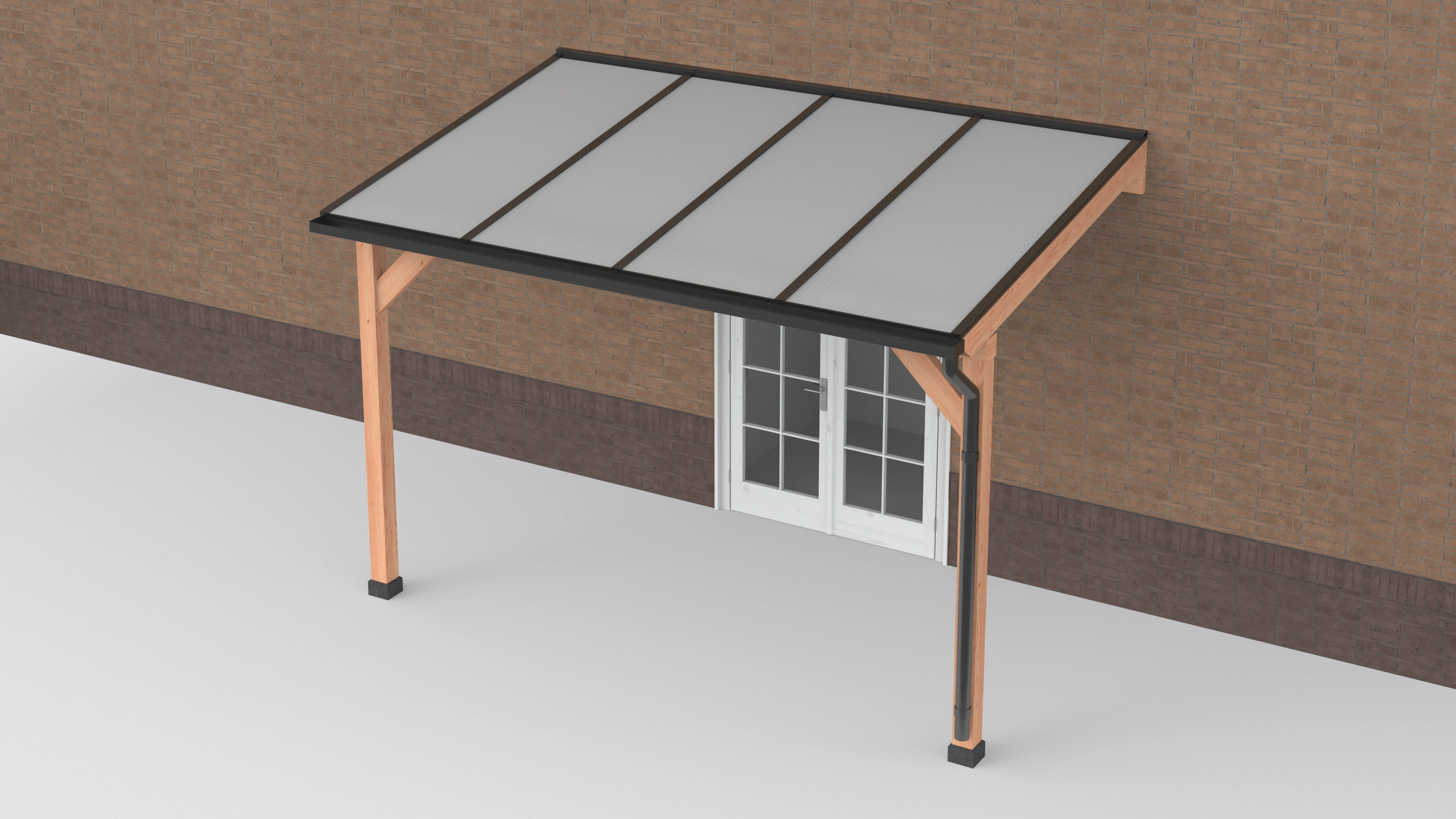 Douglas Terrasoverkapping Zwart Polycarbonaat Opaal Geschaafd 400 x 250 cm - Afbeelding 1