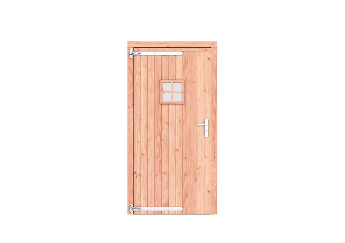 Douglas enkele deur dicht met ruitje - 108 x 209 cm - Onbehandeld - Linksdraaiend - Afbeelding 1