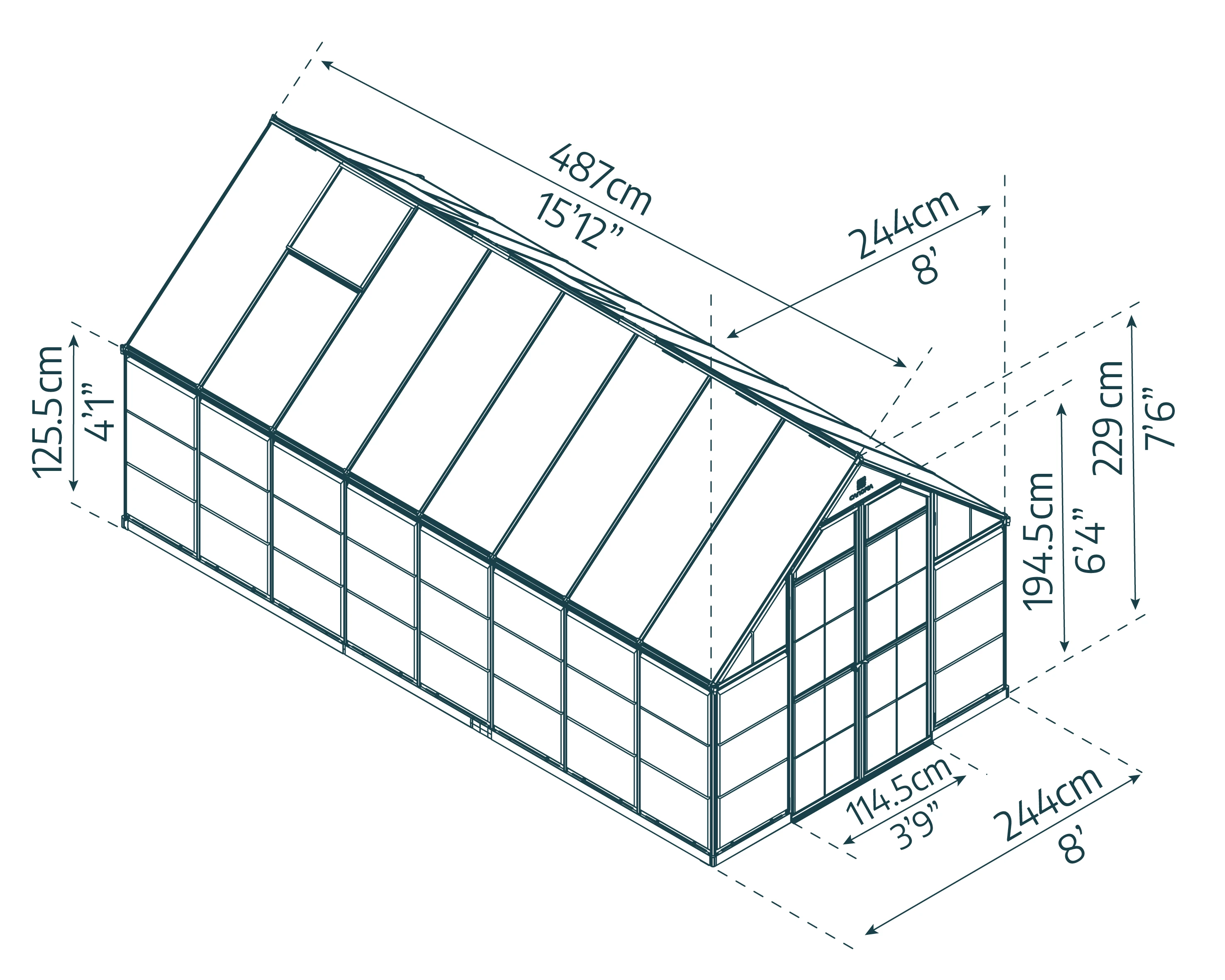 Palram Canopia Tuinkas Balance 244 x 487 cm Antraciet - Afbeelding 2