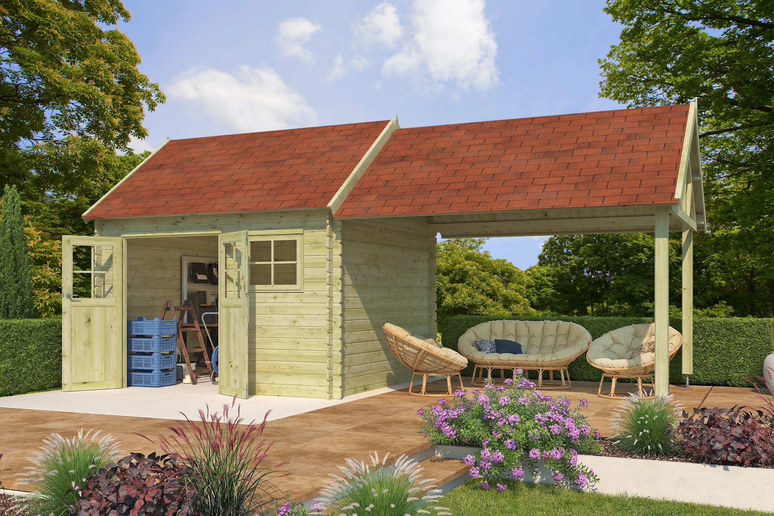 Woodlands Blokhut Coventry XL Groen 720 x 320 cm - Afbeelding 6