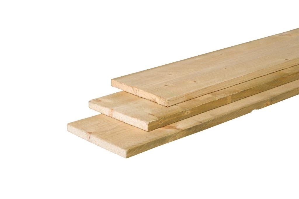 Vuren Plank 1.9 x 20 cm (19 x 200 mm) Groen Geïmpregneerd Fijnbezaagd - Lengte 180 cm - Afbeelding 1