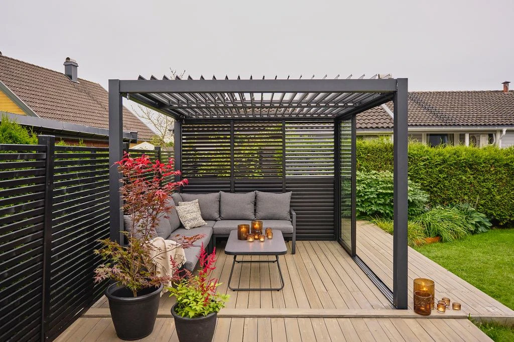 Louvre Scherm Aluminium Zwart 90 x 218 cm - Afbeelding 3