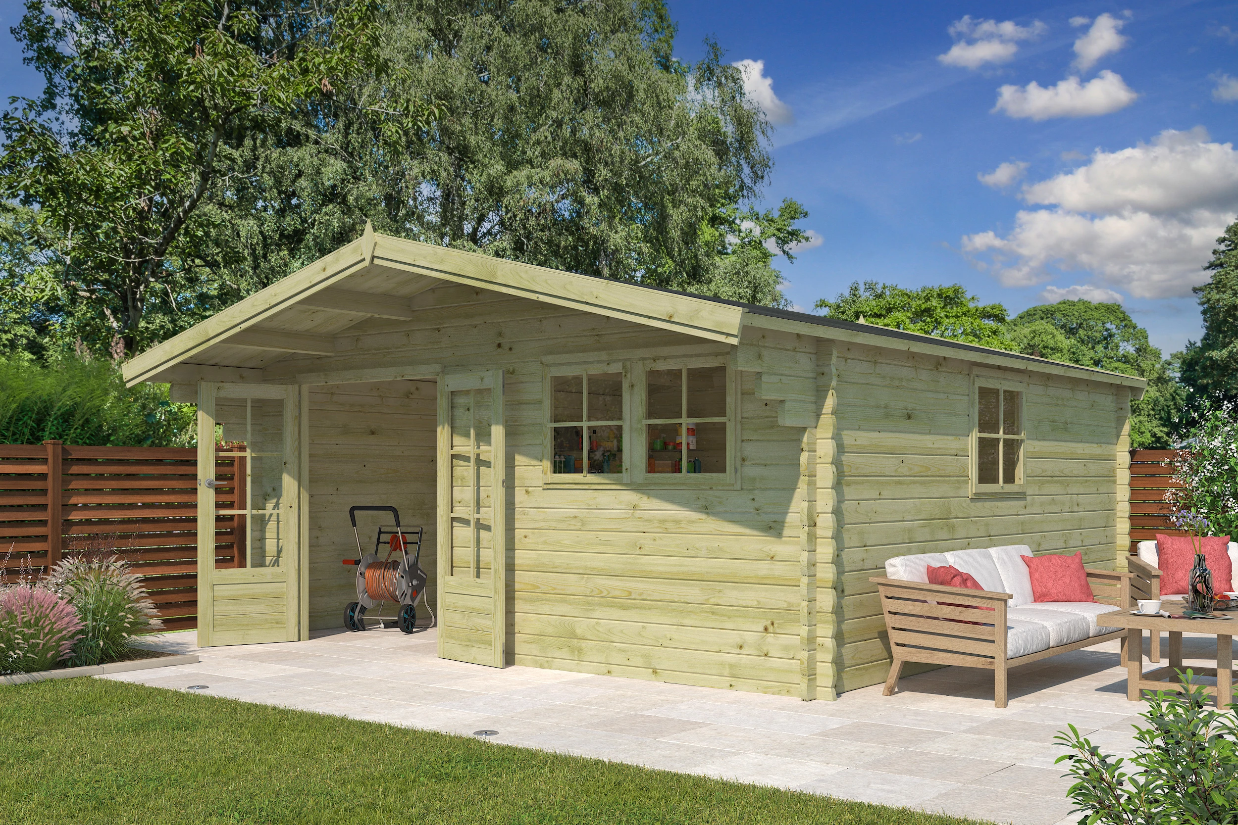 Woodlands Blokhut Koski Groen Geïmpregneerd 505 x 505 cm - Afbeelding 4