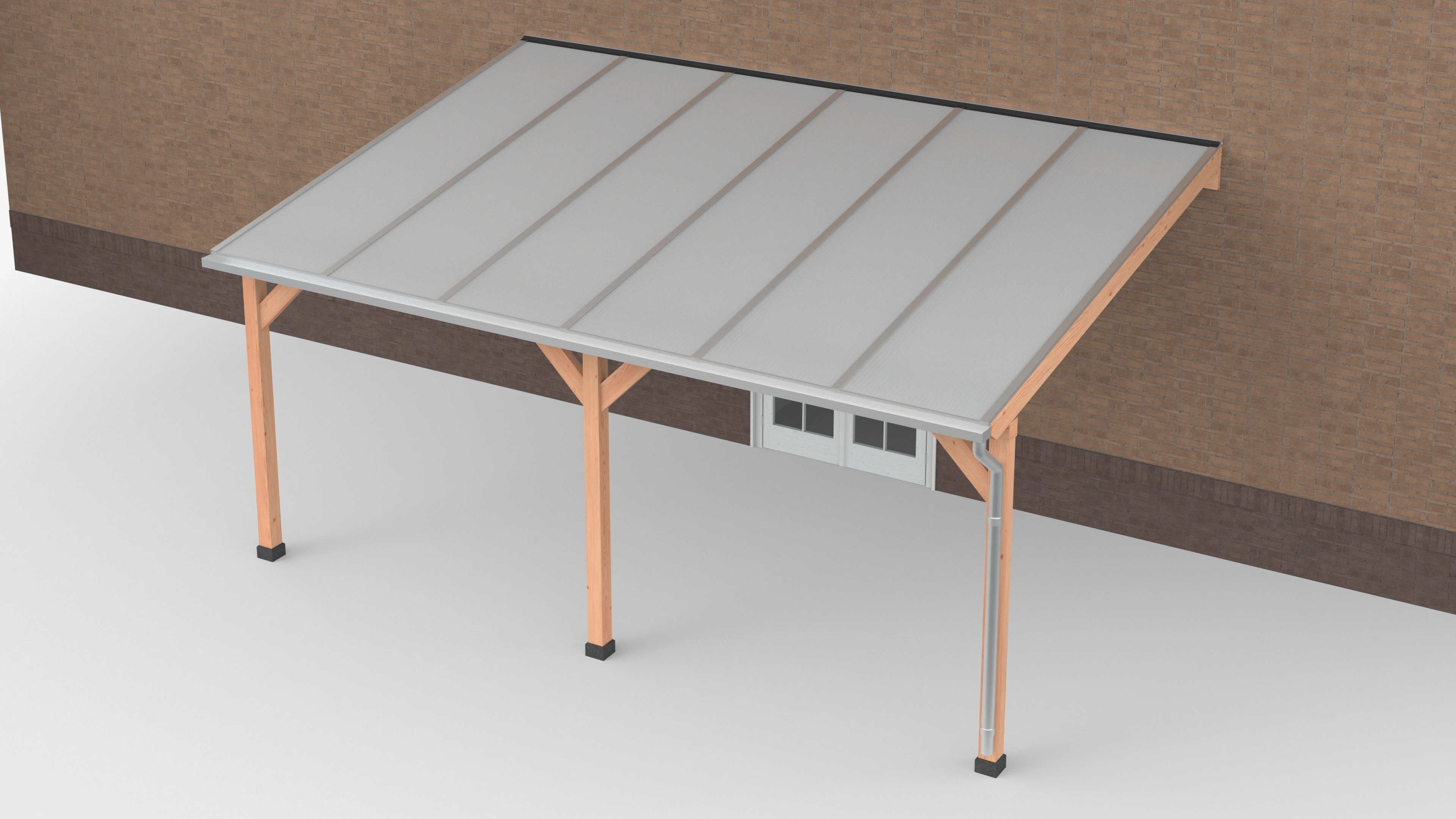 Douglas Terrasoverkapping Polycarbonaat Opaal Geschaafd 600 x 400 cm - Afbeelding 1