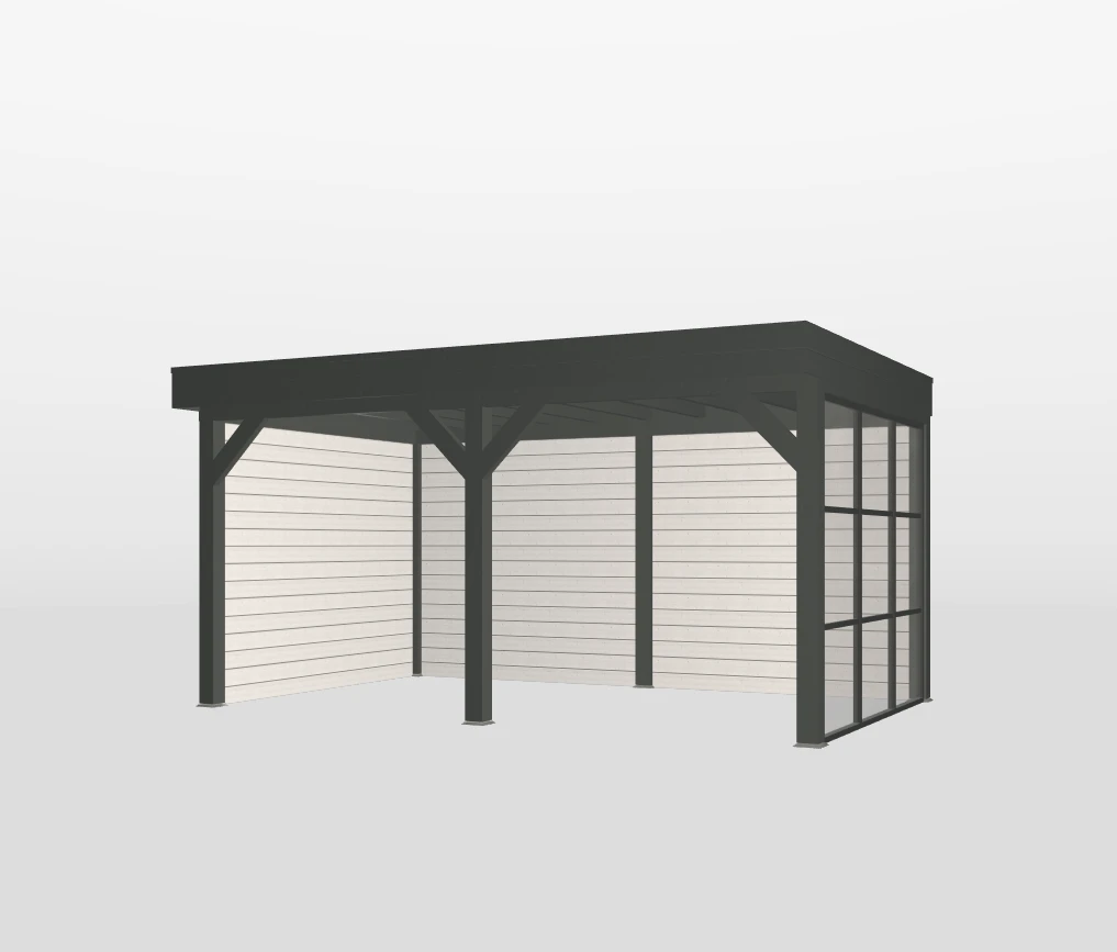 Hillhout Buitenverblijf L Antraciet Zonder Wanden 500 x 310 cm OP = OP - Afbeelding 1