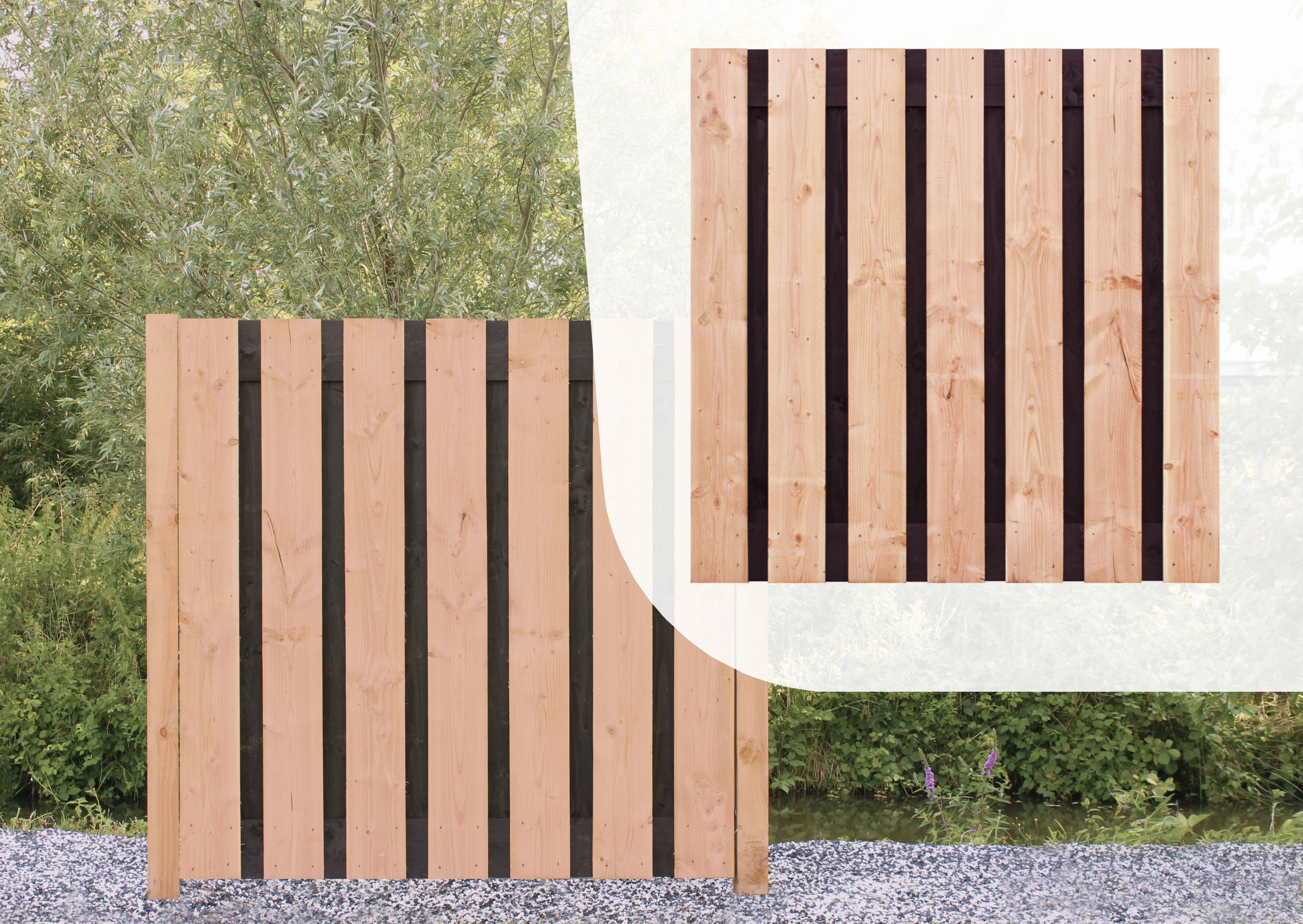 Douglas Schutting Fijnbezaagd 15-planks Zwarte Binnenkant 180 x 180 cm - Afbeelding 2