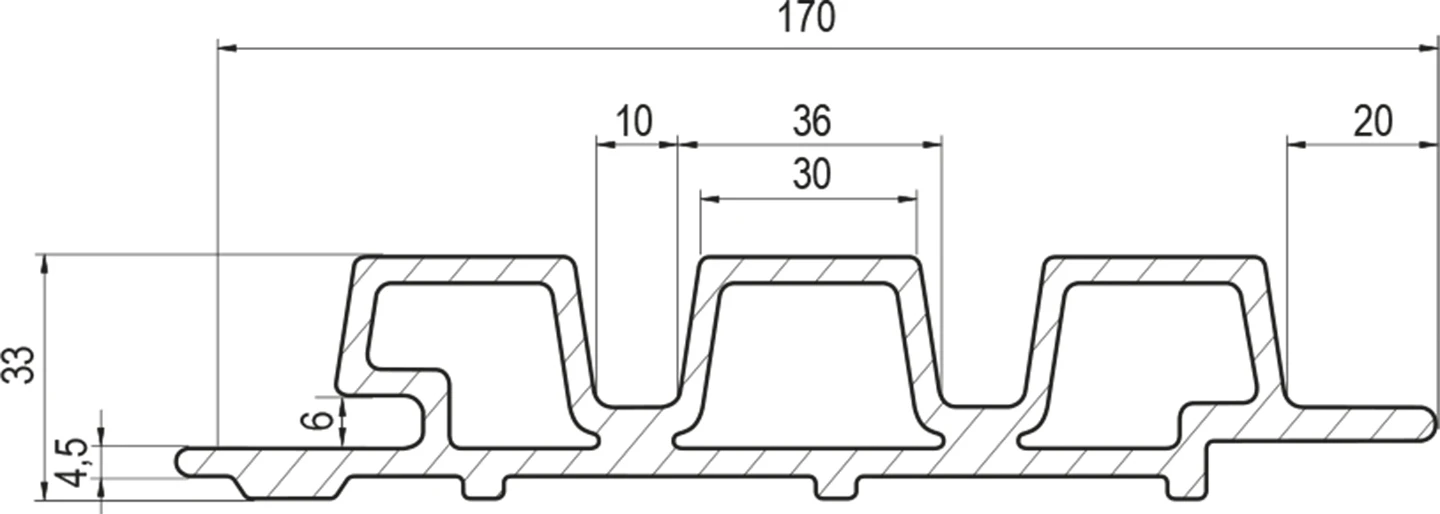 Composiet Rhombusprofielplank 3.3 x 17 cm (33 x 170 mm) Lichtgrijs - Lengte 360 cm OP = OP - Afbeelding 3