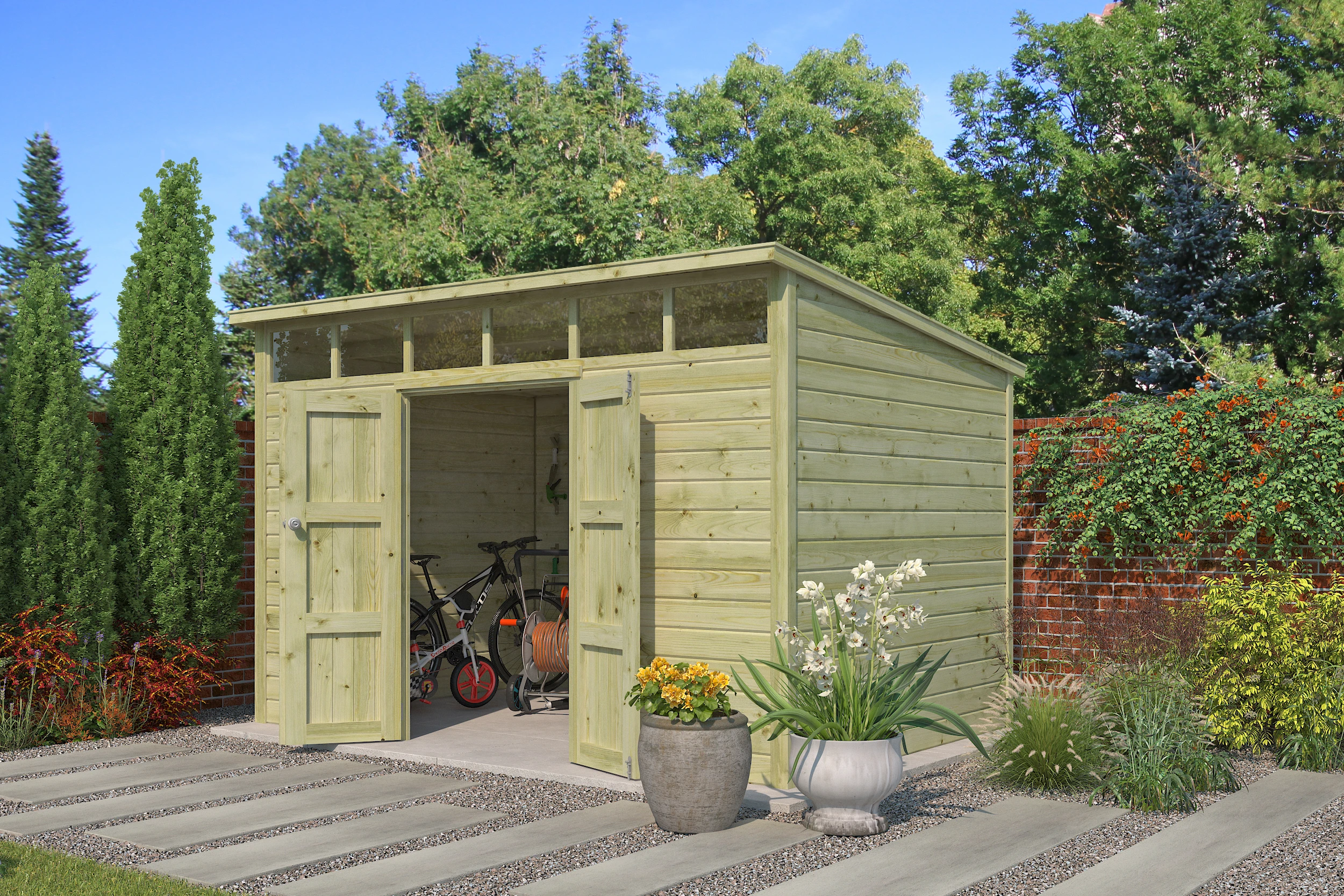 Woodlands Blokhut Q Line Groen Geïmpregneerd 360 x 240 cm - Afbeelding 3