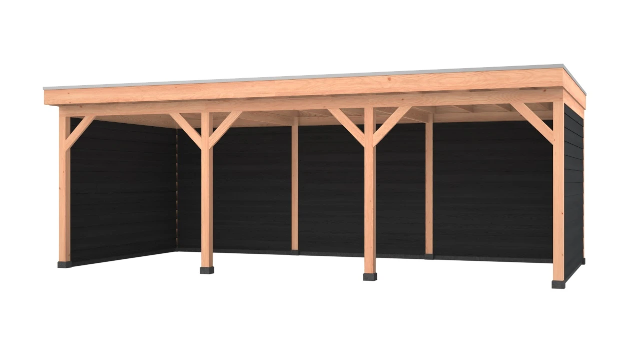 Douglas overkapping, 750 x 350, met zwarte achterwand en twee zijwanden, Westwood Comfort - Afbeelding 1