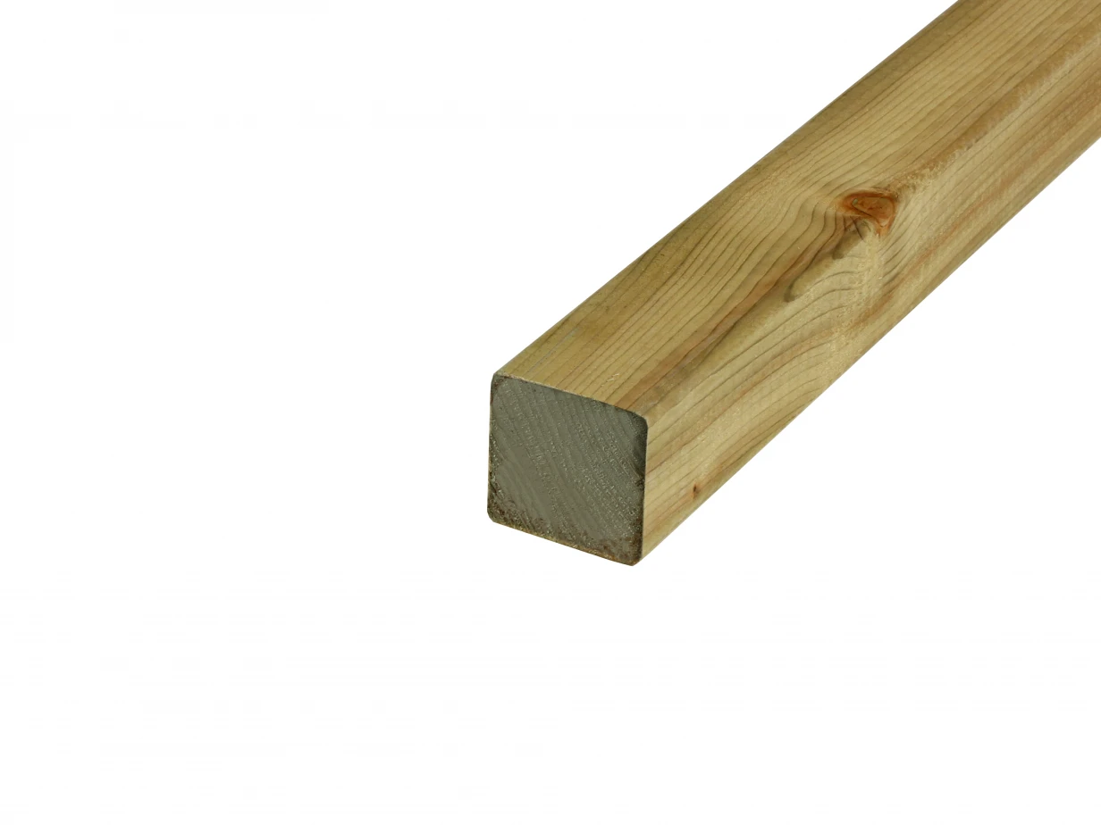 Vuren Paal 6.7 x 6.7 cm (67 x 67 mm) Geschaafd Groen Geïmpregneerd - Lengte 270 cm - Afbeelding 2