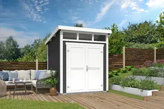 Outdoor Life Blokhut Kibo 2 Carbon Grey-Wit 200 x 250 cm - Afbeelding 1