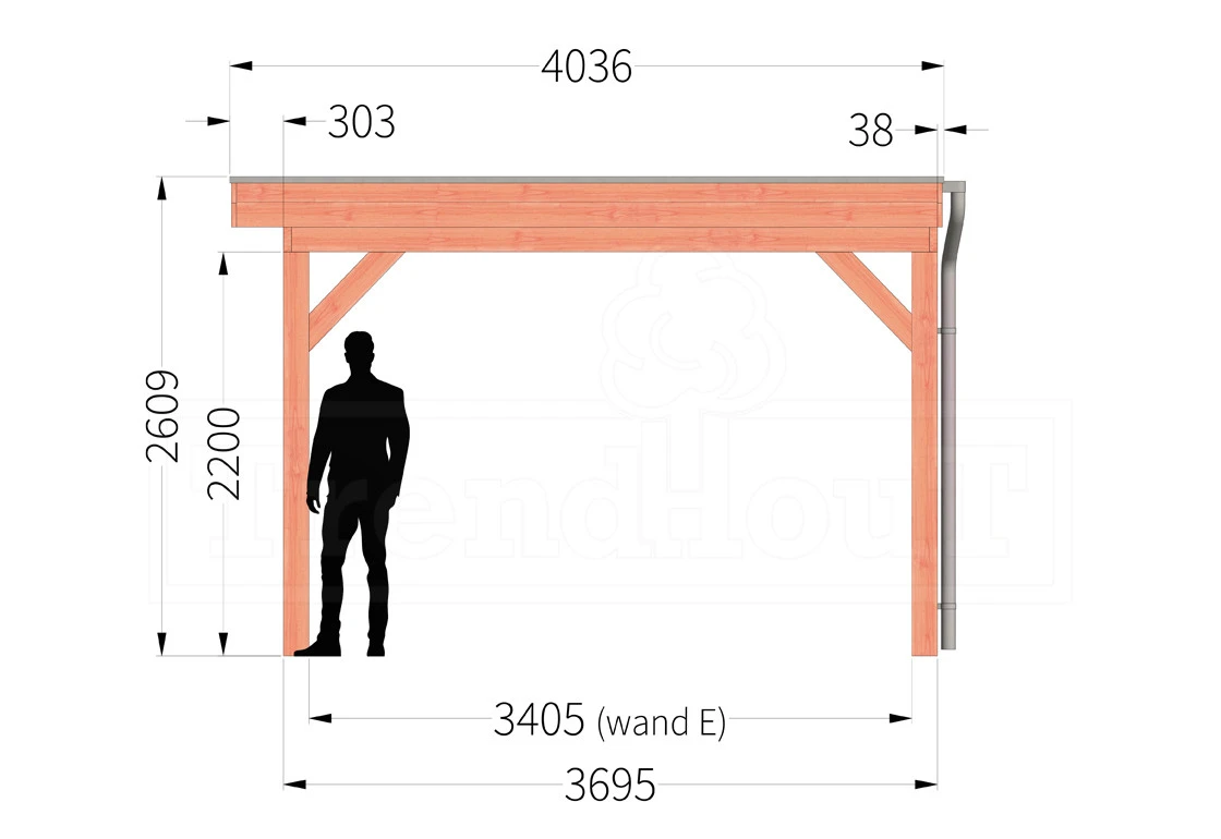 Trendhout Douglas Overkapping Mensa 850 x 400 cm - Afbeelding 4