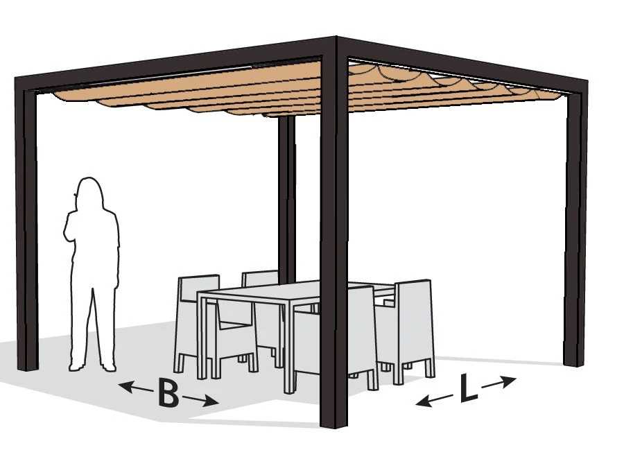 Platinum Optiva Aluminium Pergola Antraciet met Coolfit Schaduwdoek Zand 319 x 419 cm - Afbeelding 1