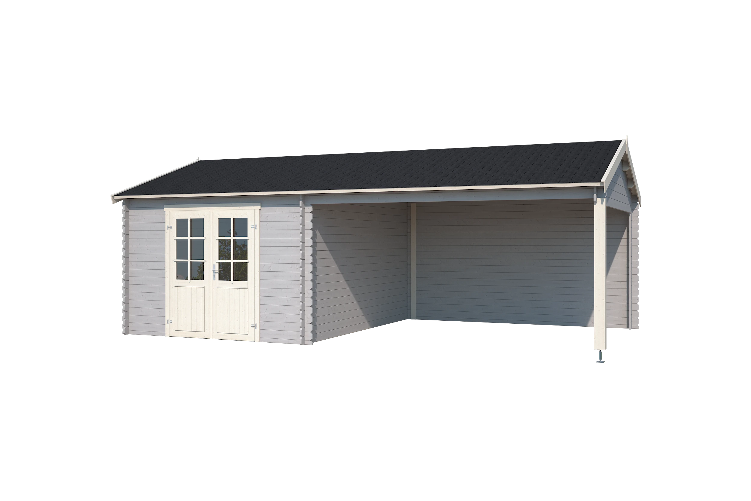 Outdoor Life Blokhut Octavio Platinum Grey-Wit 680 x 380 cm - Afbeelding 2