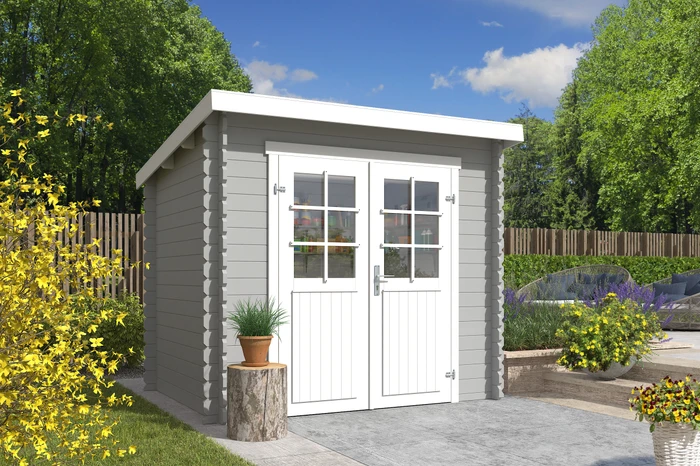 Outdoor life Blokhut Indi Platinum Grey-Wit 230 x 175 cm - Afbeelding 1
