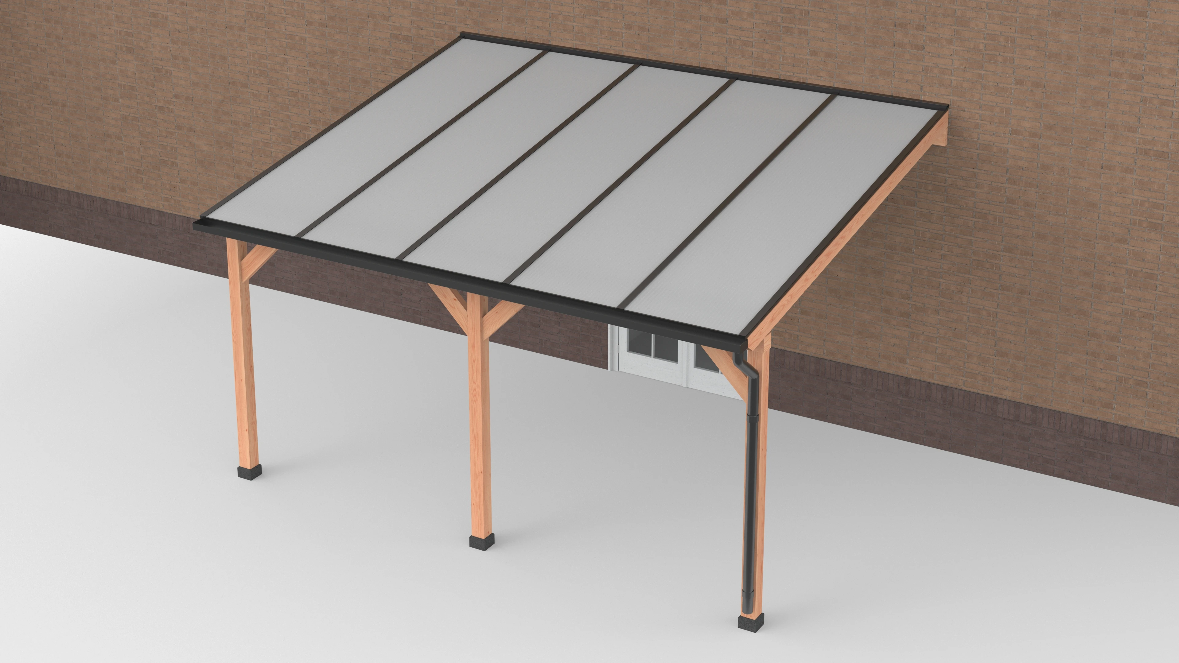 Douglas Terrasoverkapping Zwart Polycarbonaat Opaal Geschaafd 500 x 400 cm - Afbeelding 1