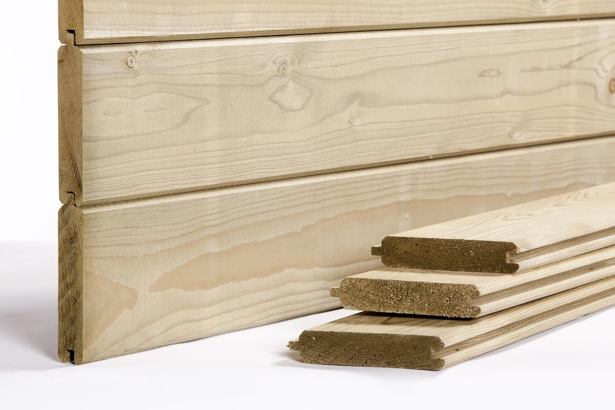 Vuren Blokhutprofielplank 2.8 x 14.5 cm (28 x 145 mm) Geschaafd Geïmpregneerd - Lengte 300 cm - Afbeelding 2