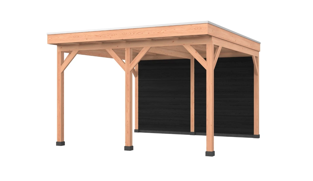 Douglas overkapping, 400 x 400, met achterwand, Westwood Comfort Zwart - Afbeelding 1