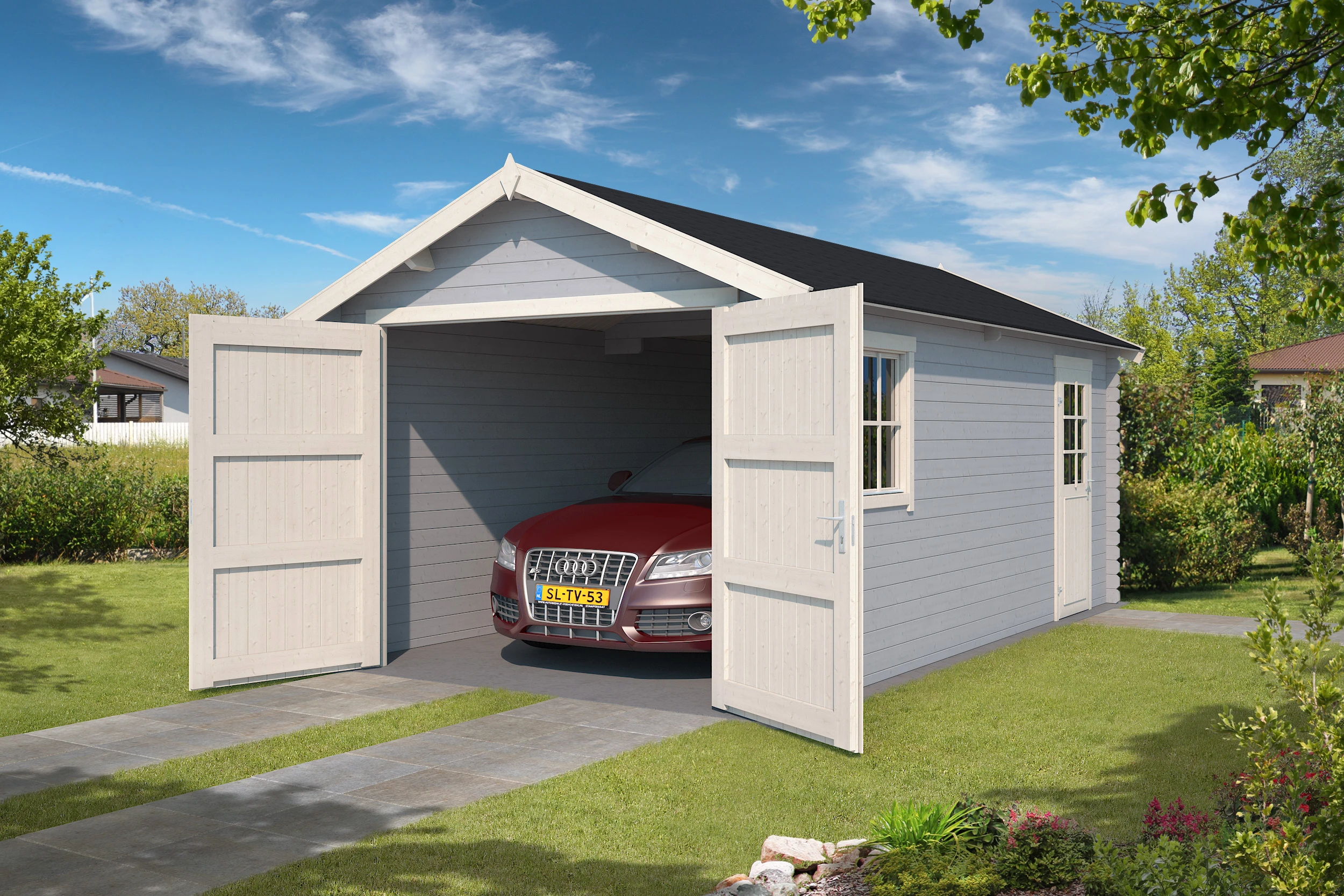 Outdoor Life Garage Dillon Platinum Grey-Wit 540 x 300 cm - Afbeelding 1