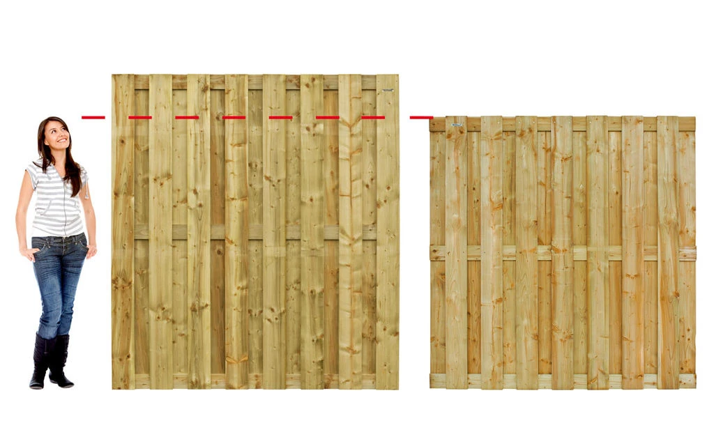 Vuren Schutting 18-planks Geschaafd Groen Geïmpregneerd 200 x 180 cm - Afbeelding 2