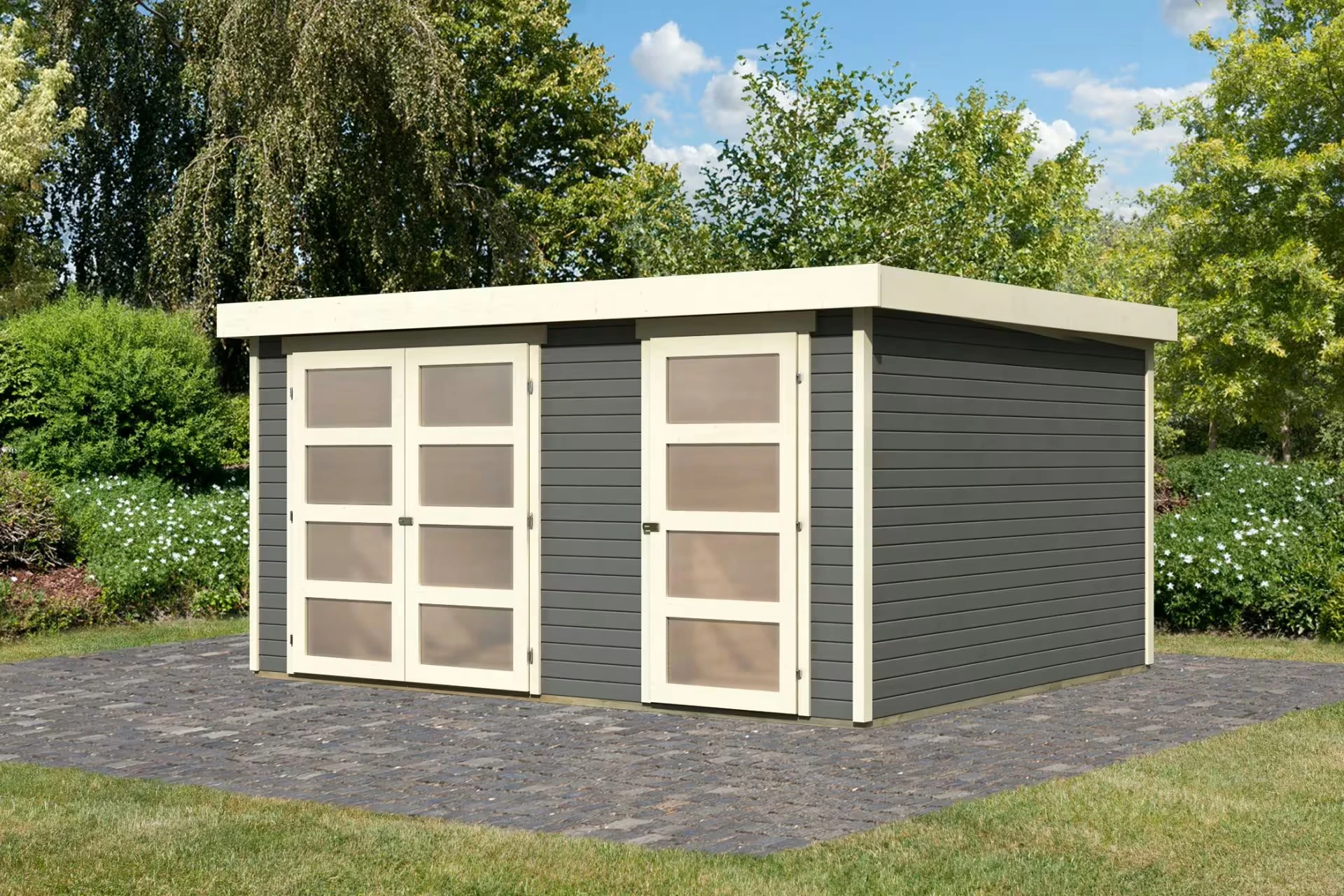 Karibu Tuinhuis Mühlentrup 3 Grijs 404 x 332 cm - Afbeelding 2