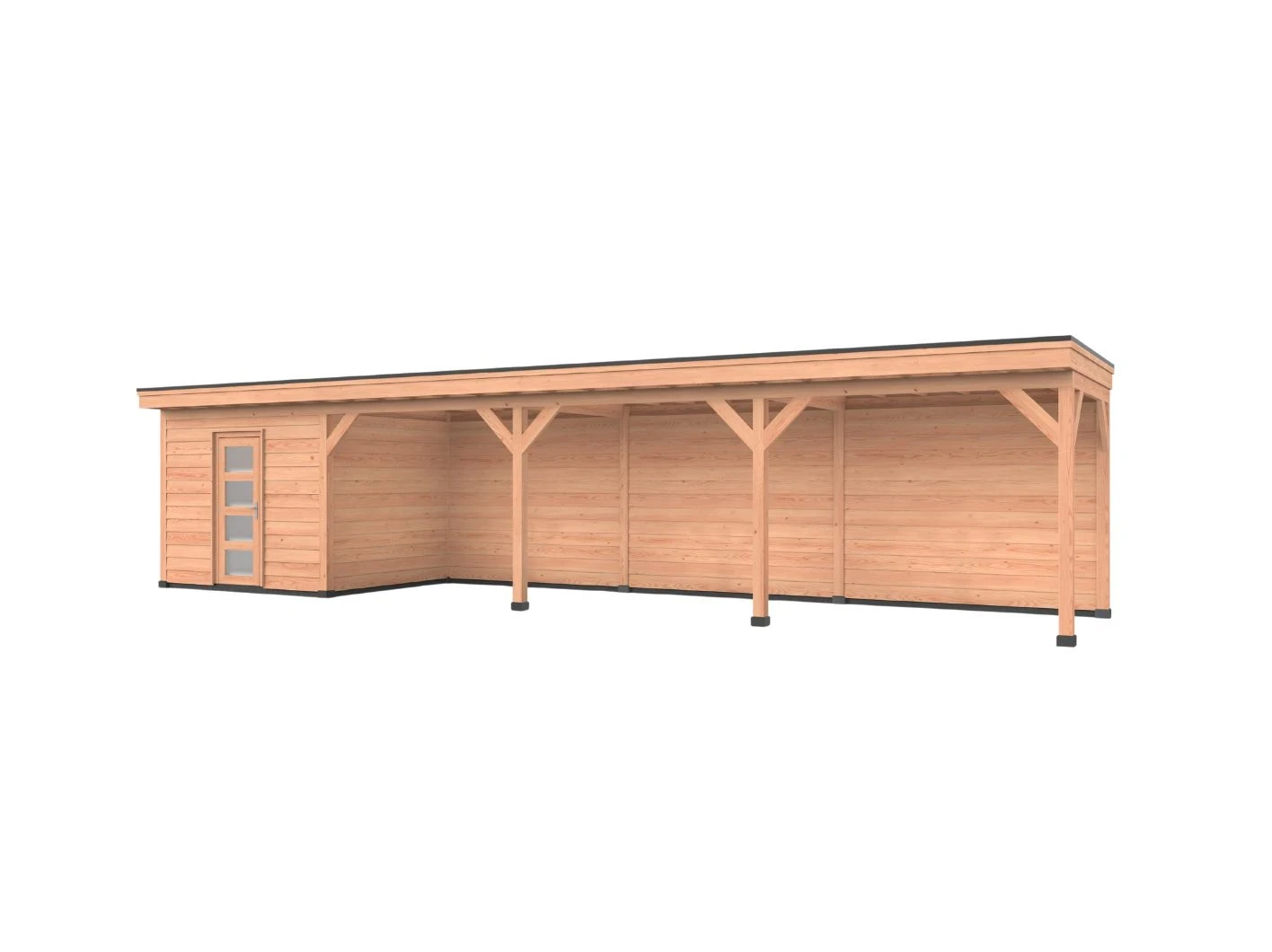 Douglas overkapping, 750 x 300, Met achterwand en schuur, Westwood DIY - Afbeelding 1