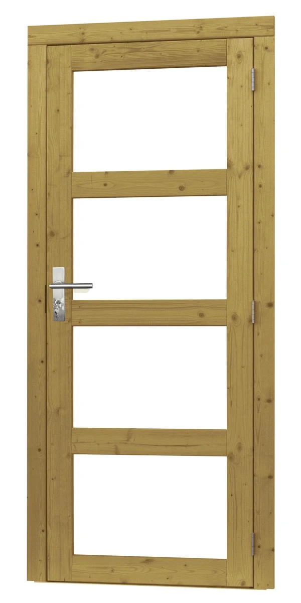 Vuren Enkele Deur Melkglas 4-Ruuts Rechtsdraaiend Groen Geïmpregneerd 90 x 201 cm - Afbeelding 1