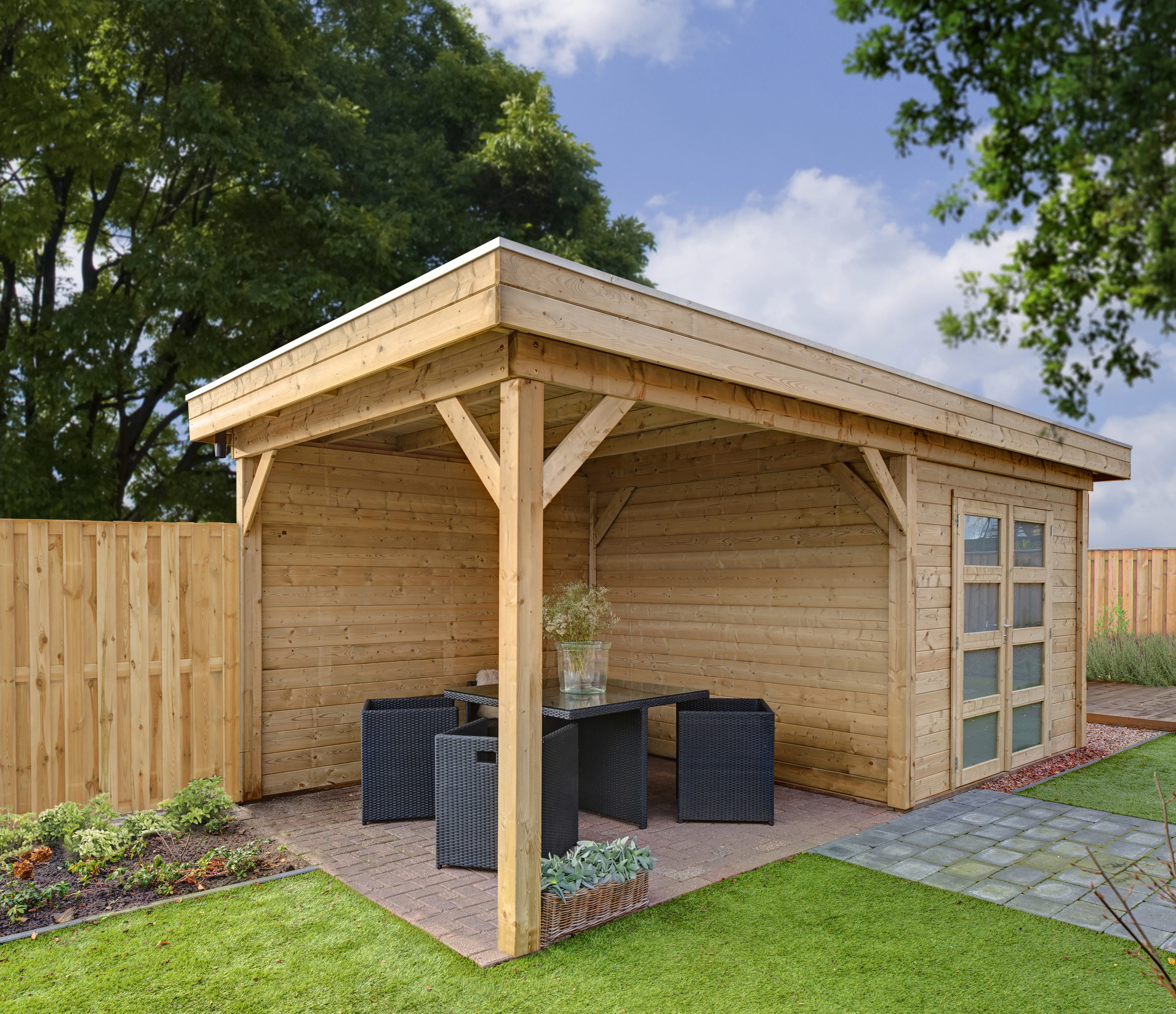 Vuren Blokhutprofielplank 2.8 x 14.5 cm (28 x 145 mm) Geschaafd Geïmpregneerd - Lengte 420 cm - Afbeelding 2