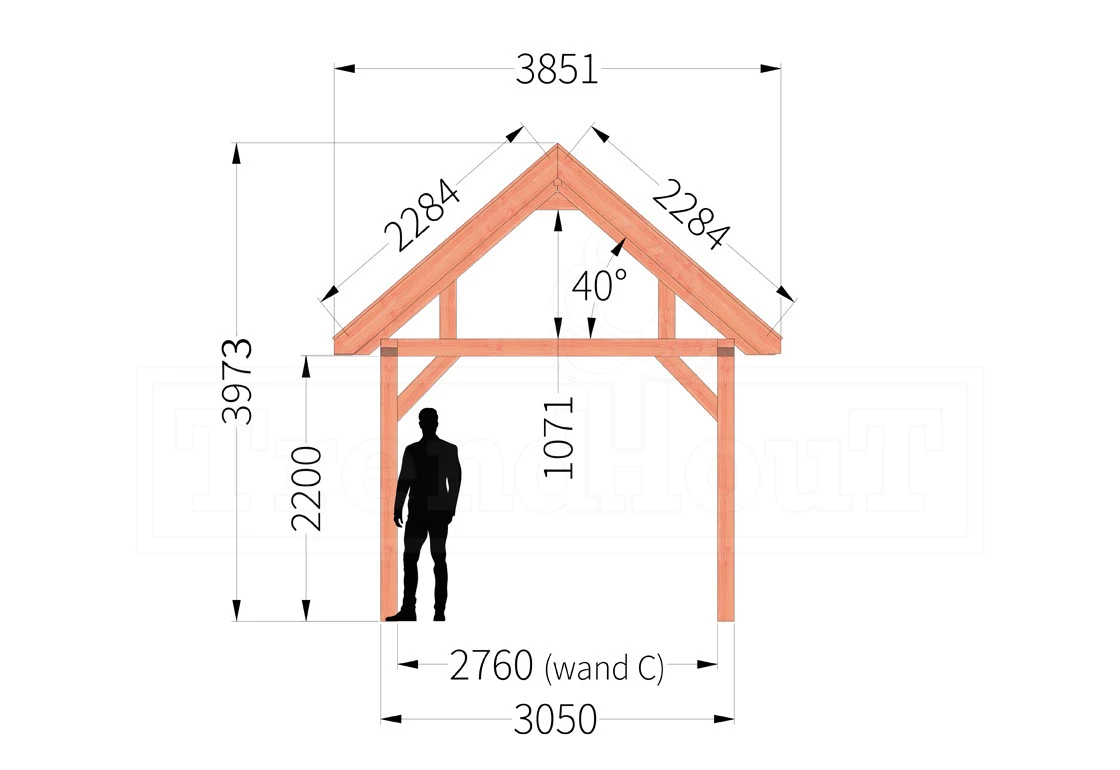 Trendhout Douglas Overkapping Zadeldak XL 885 x 380 cm - Afbeelding 4