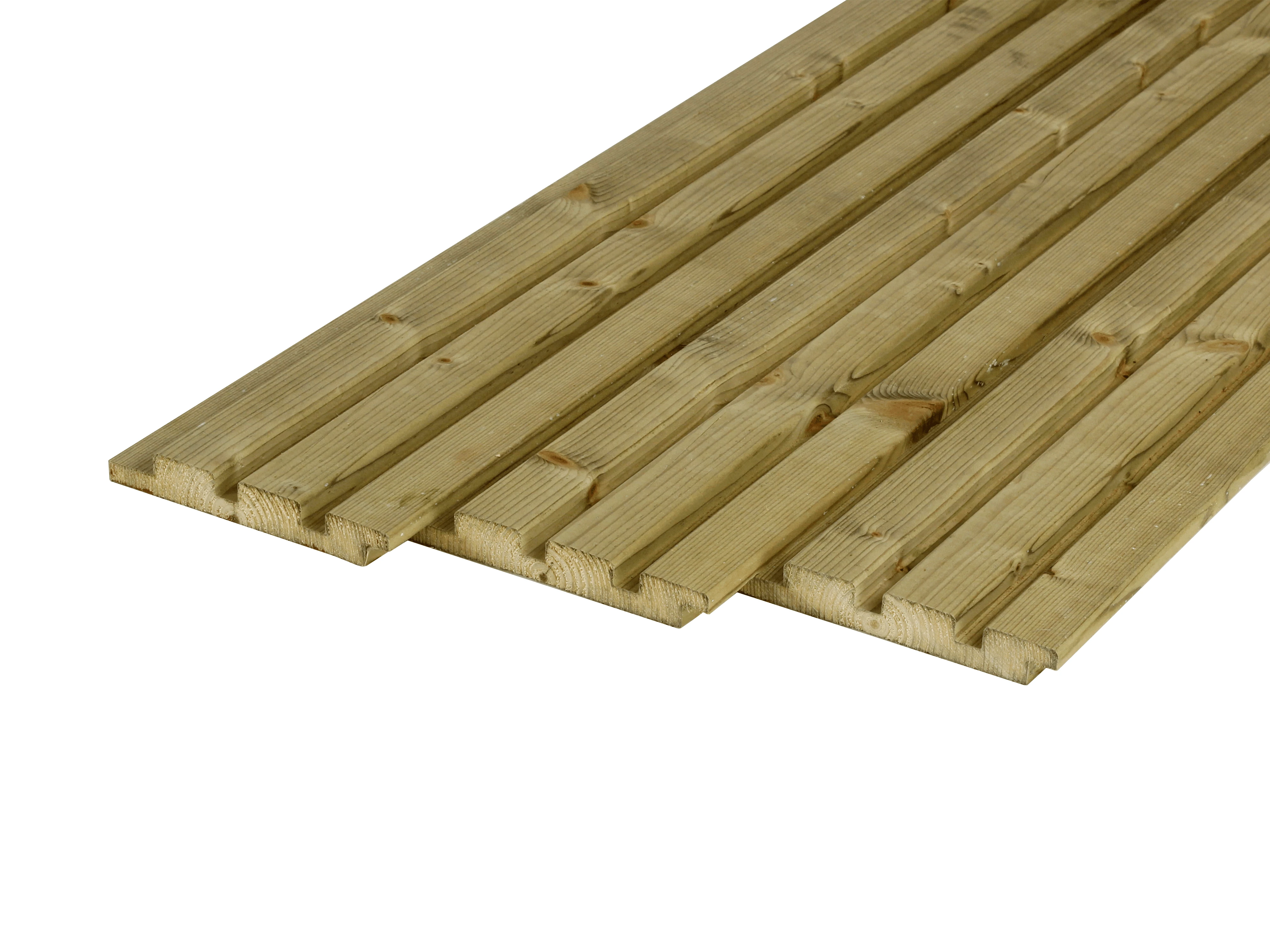 Vuren Rhombusprofiel 2.2 x 14 cm (22 x 140 mm) Triple Groen Geïmpregneerd - Lengte 400 cm - Afbeelding 1