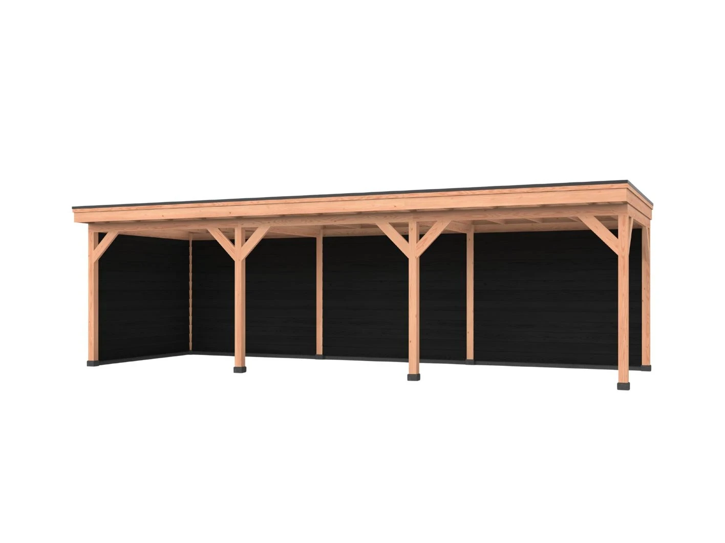 Douglas overkapping, 900 x 250, Met achterwand en zijwand, Westwood DIY zwart - Afbeelding 1