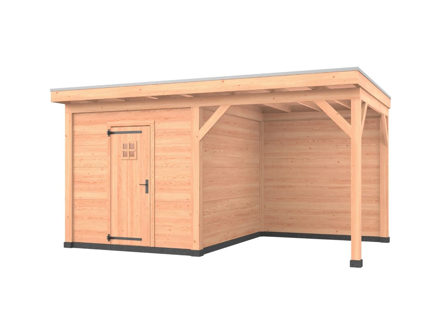 Douglas overkapping, 500 x 350, met schuur en achterwand, Westwood Comfort - Afbeelding 1