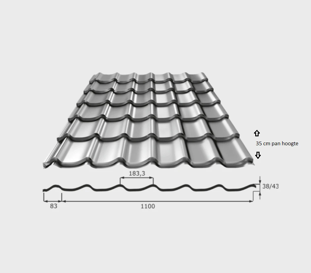 ArcelorMittal Dakpanplaat Luna Mat Zwart - Lengte 135 cm - Afbeelding 5