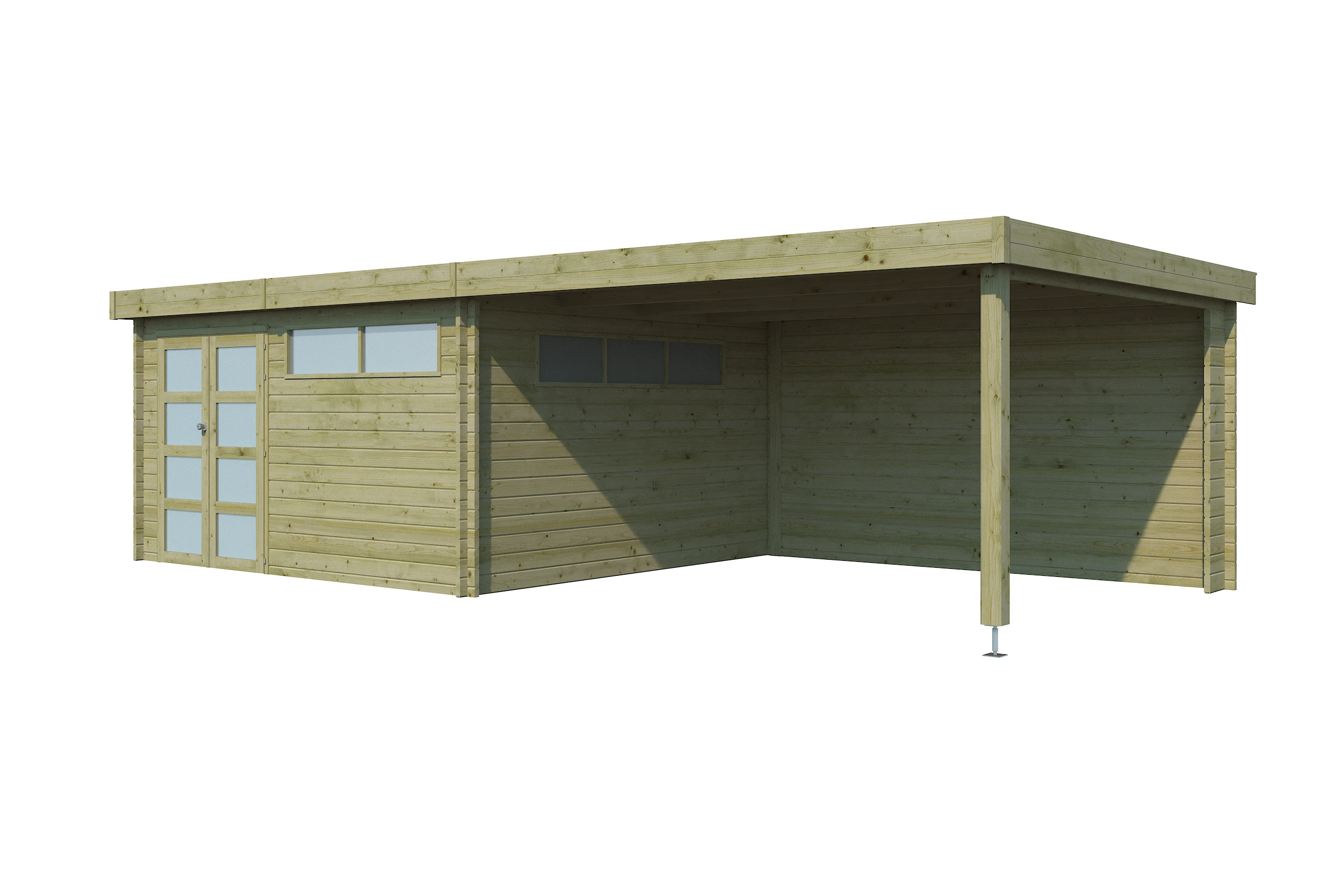 Woodlands Blokhut Modern met Overkapping en Dakisolatie Geïmpregneerd 815 x 385 cm - Afbeelding 3