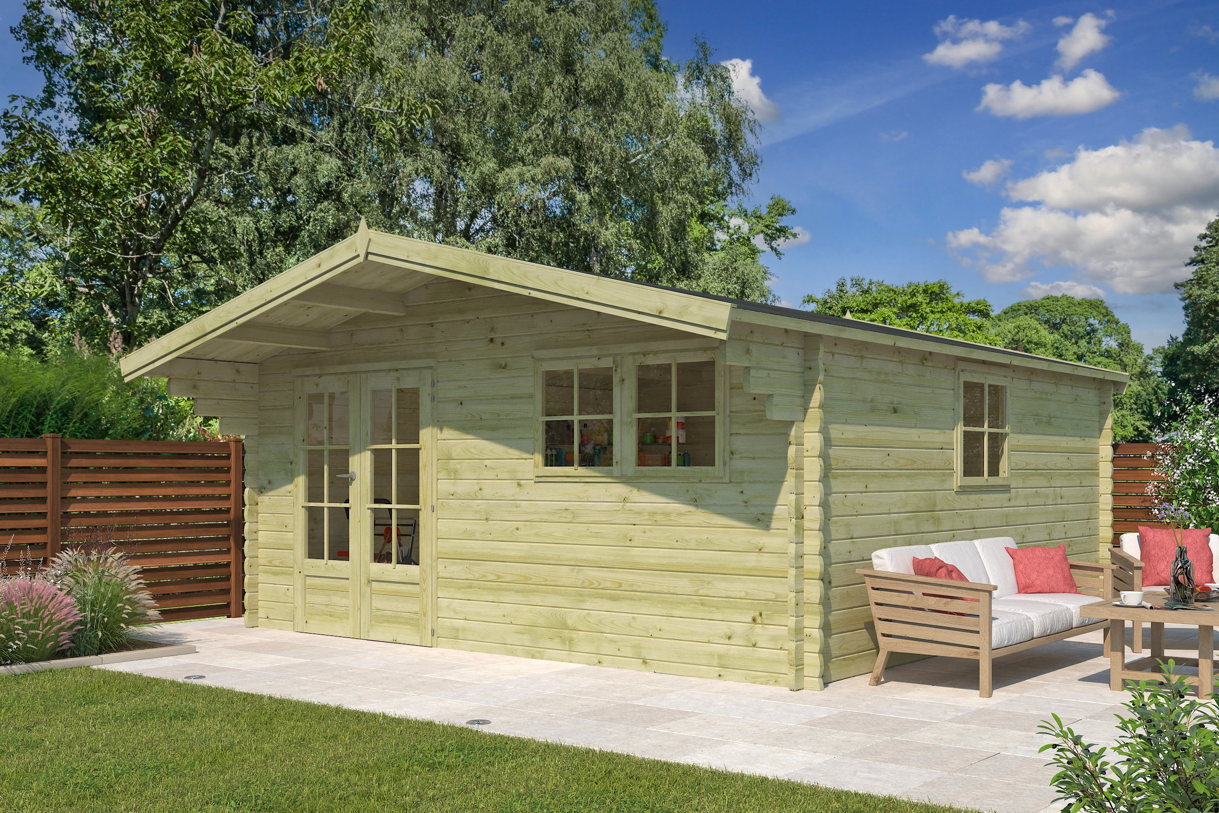 Woodlands Blokhut Koski Groen Geïmpregneerd 505 x 505 cm - Afbeelding 1