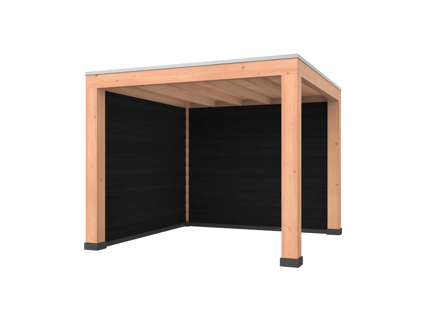 Douglas overkapping, 300 x 300, met zwarte achterwand en zijwand, Westwood Modern - Afbeelding 1