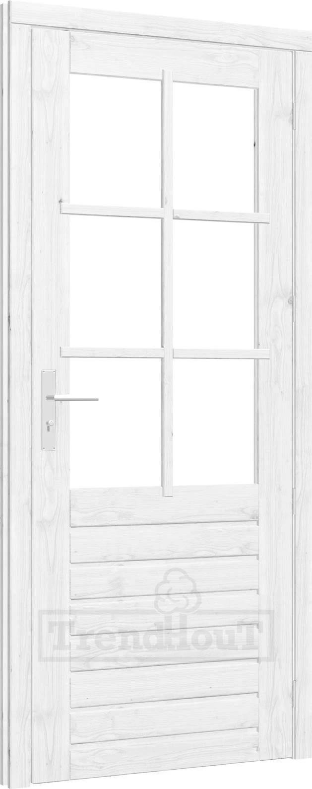 Trendhout Stapeldorpeldeur Enkele Deur Rechtsdraaiend Wit Gespoten 96.4 x 213.6 cm - Afbeelding 1