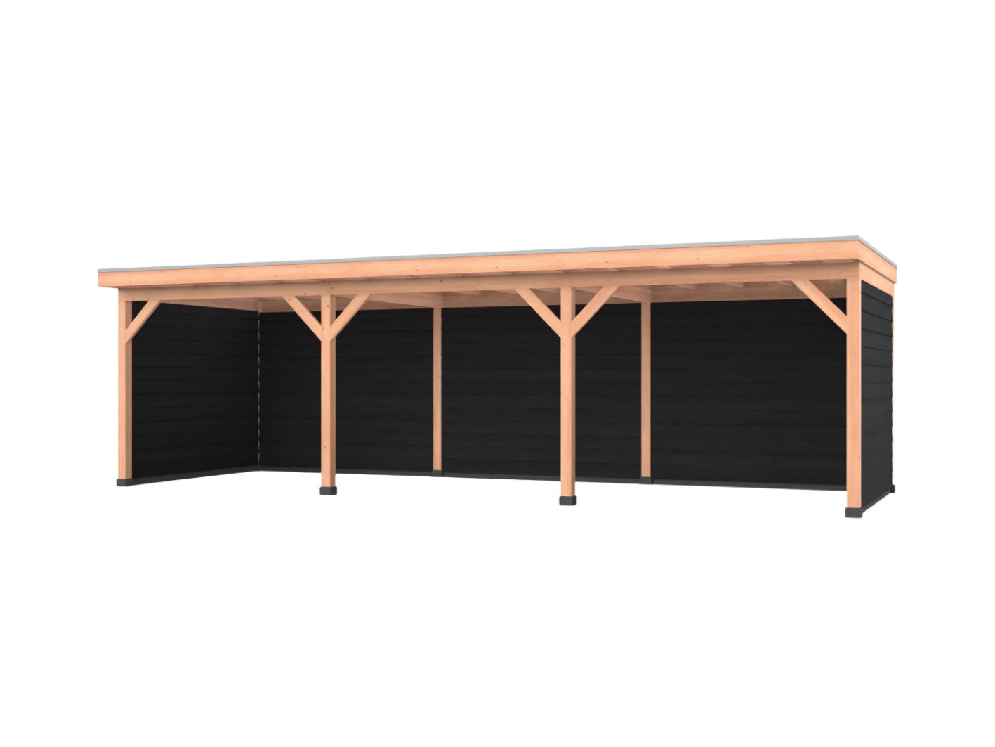 Douglas overkapping, 900 x 300, met zwarte achterwand en twee zijwanden, Westwood Comfort - Afbeelding 1