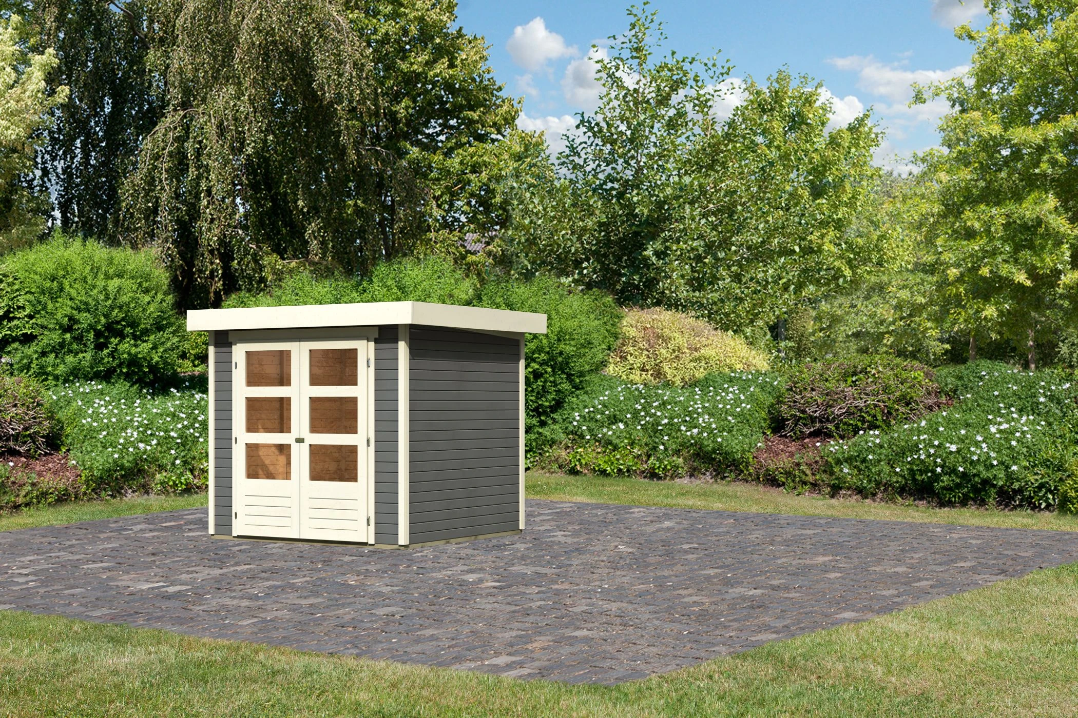 Tuinhuis Askola 2 Grijs 242 x 238 cm - Afbeelding 3