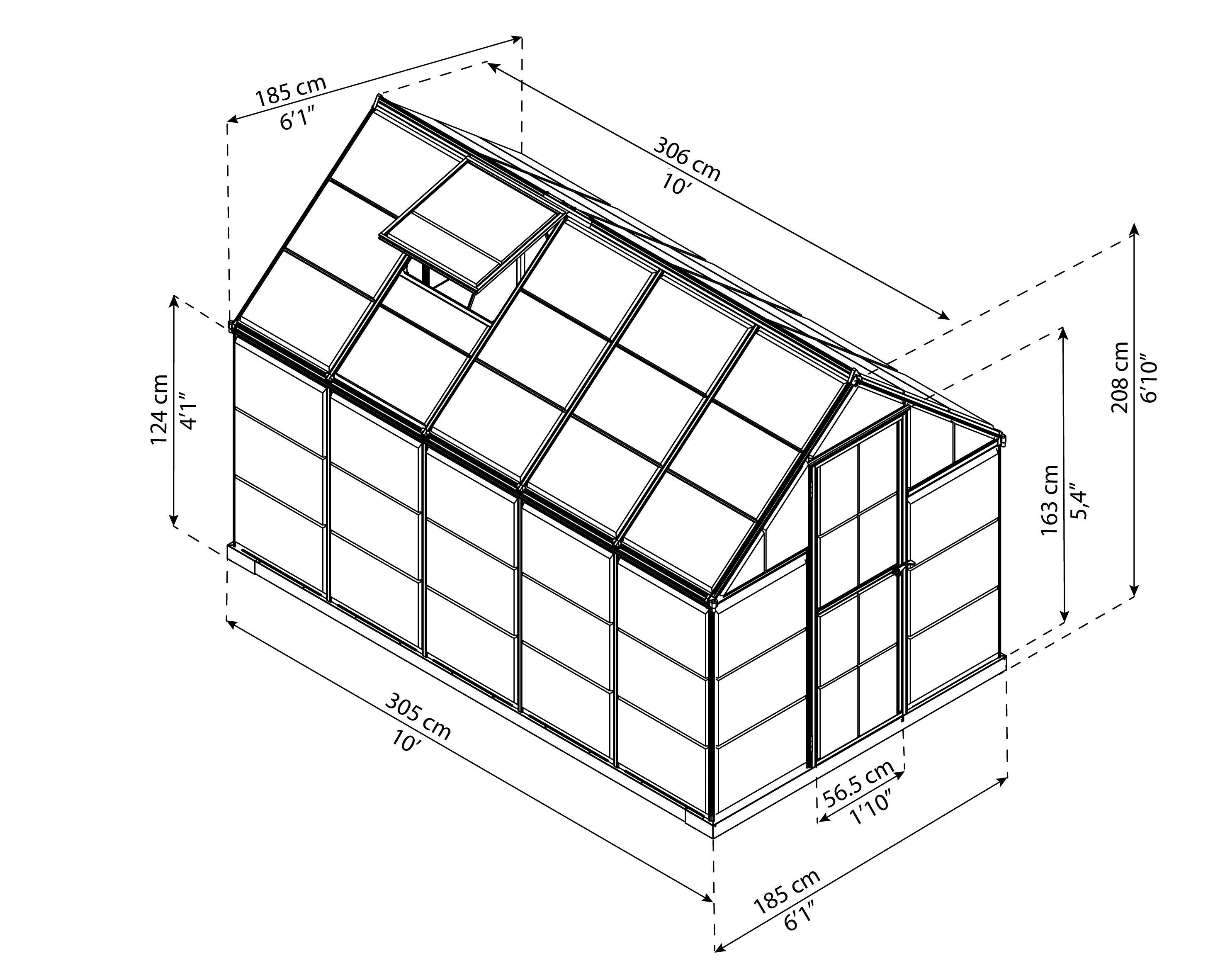 Palram Canopia Tuinkas Harmony 185 x 305 cm Antraciet - Afbeelding 6