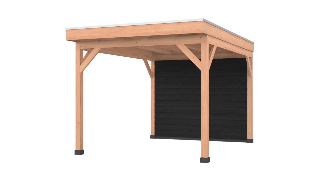 Douglas overkapping, 300 x 400, met achterwand, Westwood Comfort Zwart - Afbeelding 1