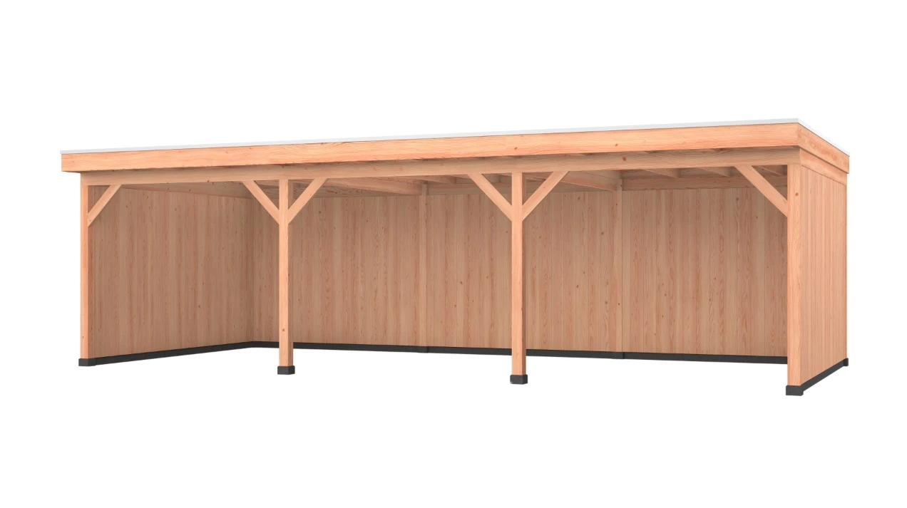 Douglas overkapping, 900 x 400, met achterwand en twee zijwanden, Westwood Comfort - Afbeelding 1