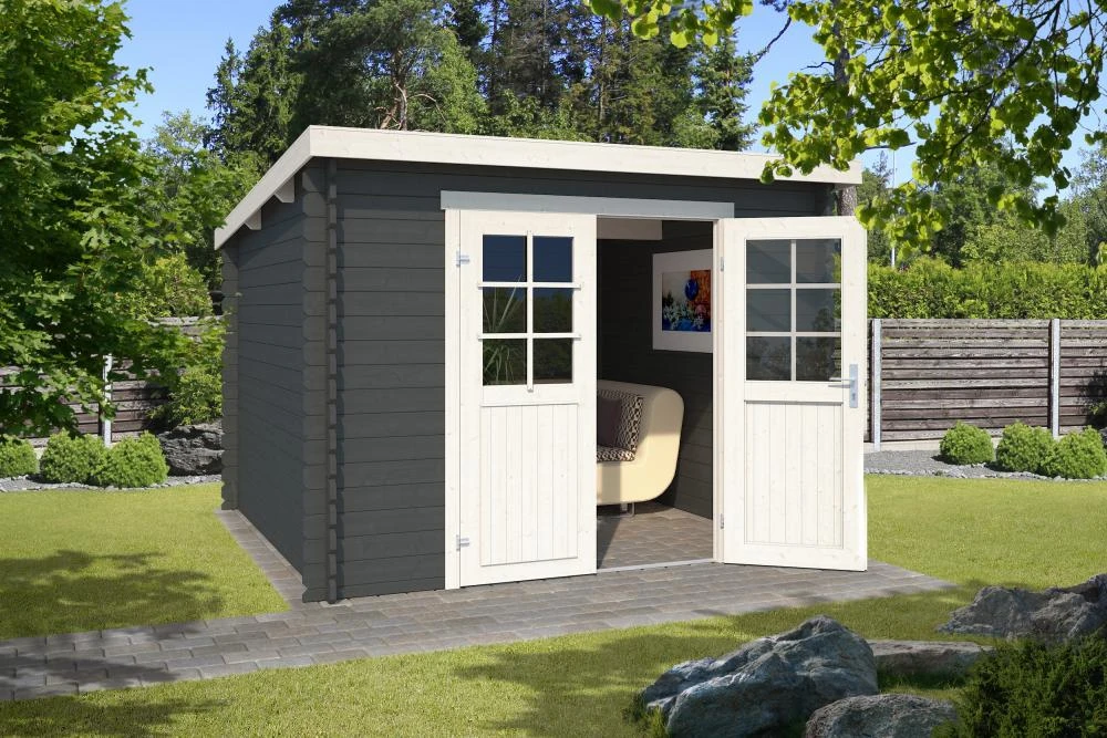 Outdoor Life Blokhut Nadia Carbon Grey-Wit 275 x 275 cm - Afbeelding 3