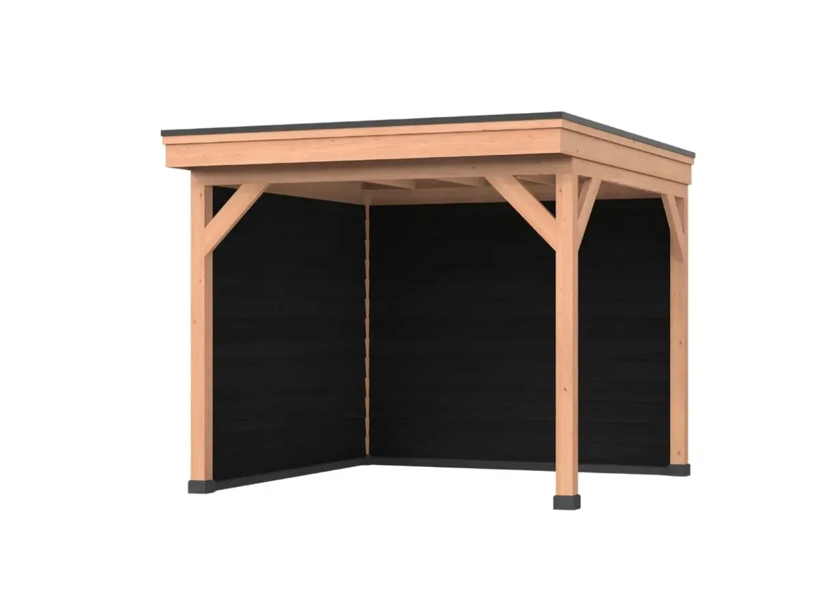 Douglas overkapping, 300 x 250, Met achterwand en zijwand, Westwood DIY zwart - Afbeelding 1