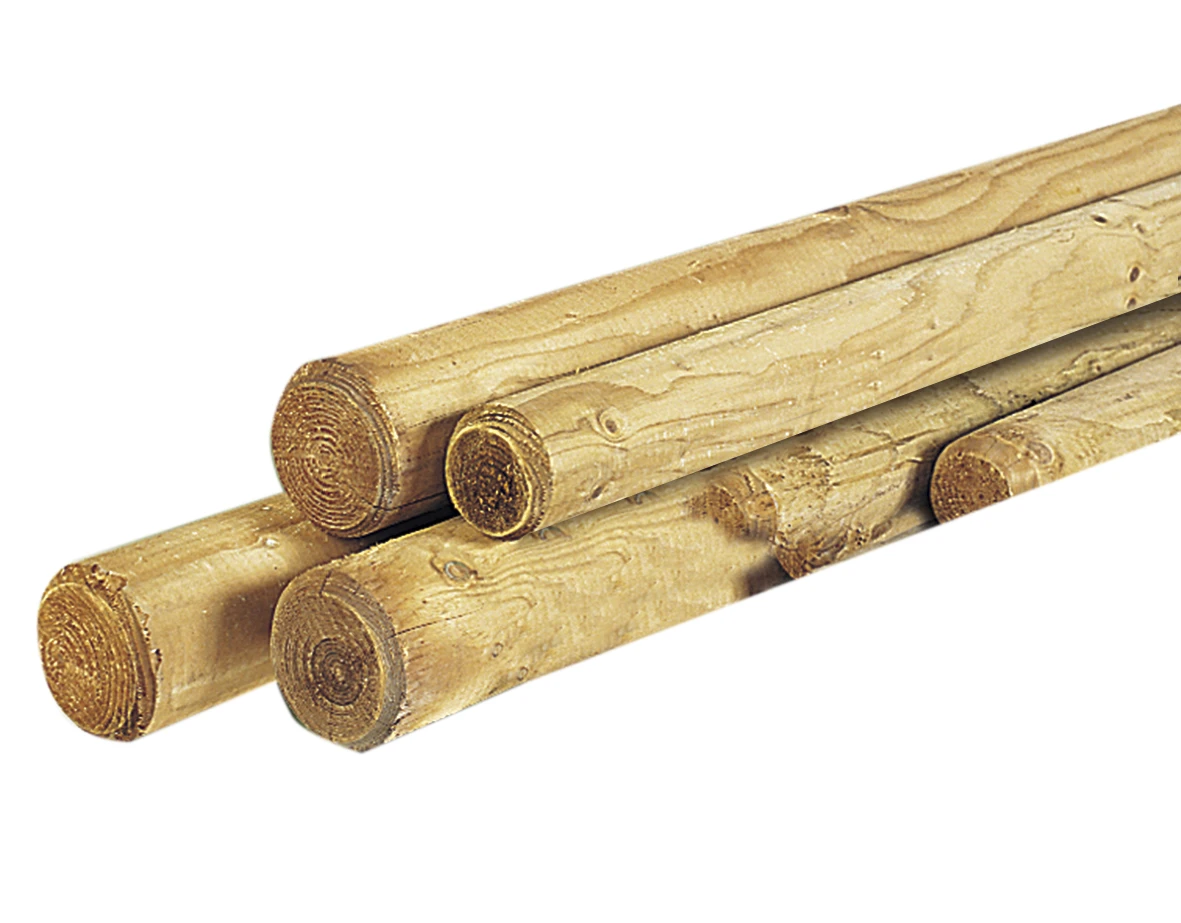 Vuren Paal Rond Gefreesd 4 cm (40 mm) Groen Geimpregneerd - Lengte 200 cm - Afbeelding 1