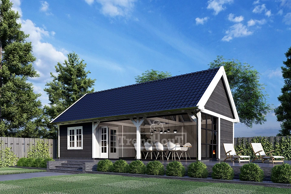 Trendhout Douglas Overkapping Zadeldak XXL 1250 x 595 cm - Afbeelding 1