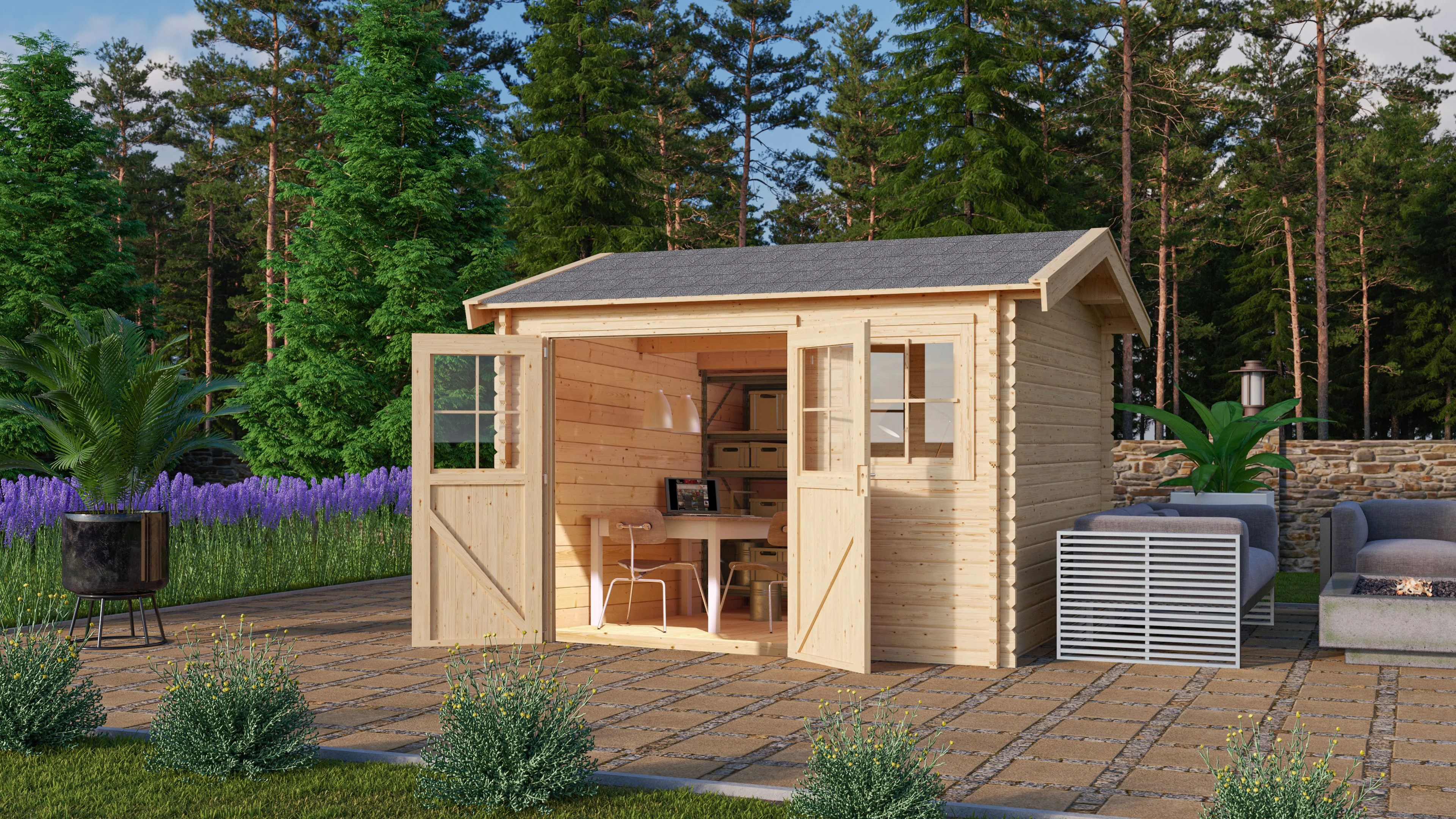 Karibu Tuinhuis Felsenau 3 320 x 320 cm - Afbeelding 1